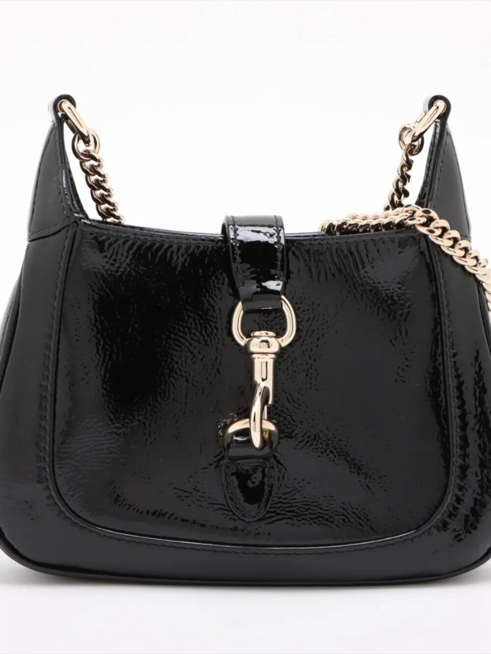 Gucci Jackie Notte Black Patent Leather Chain Shoulder Bag 782889